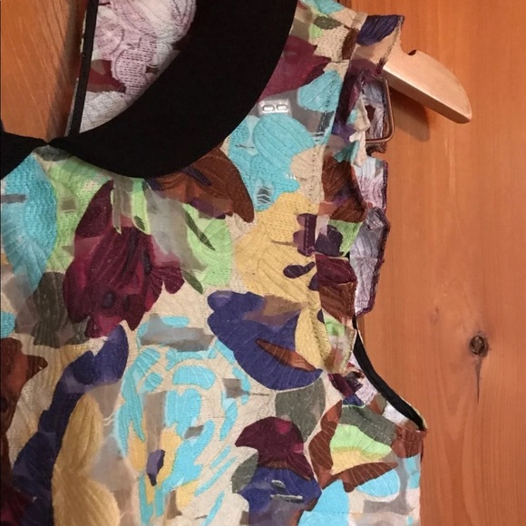 Zara Multicolored Collared Sheer Crop Top - Picture 3 of 4